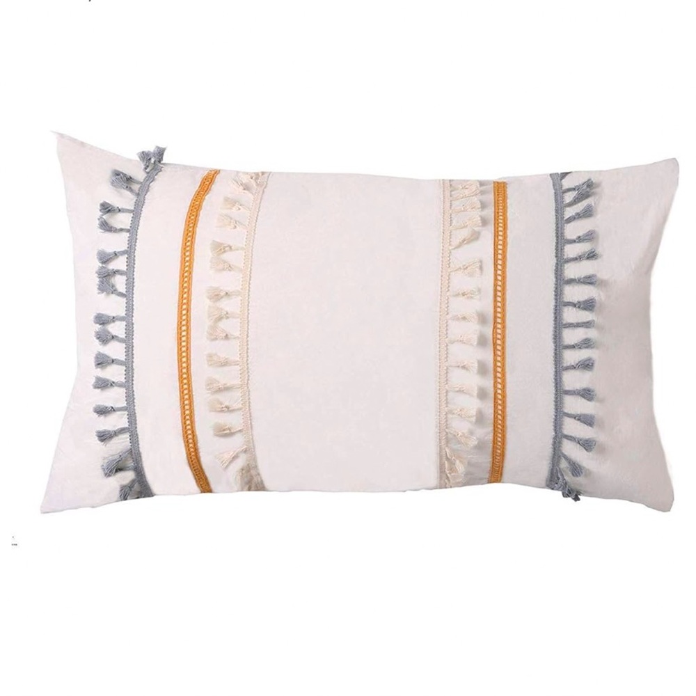 King boho hassle pillow cases (set of 2) grey and yellow